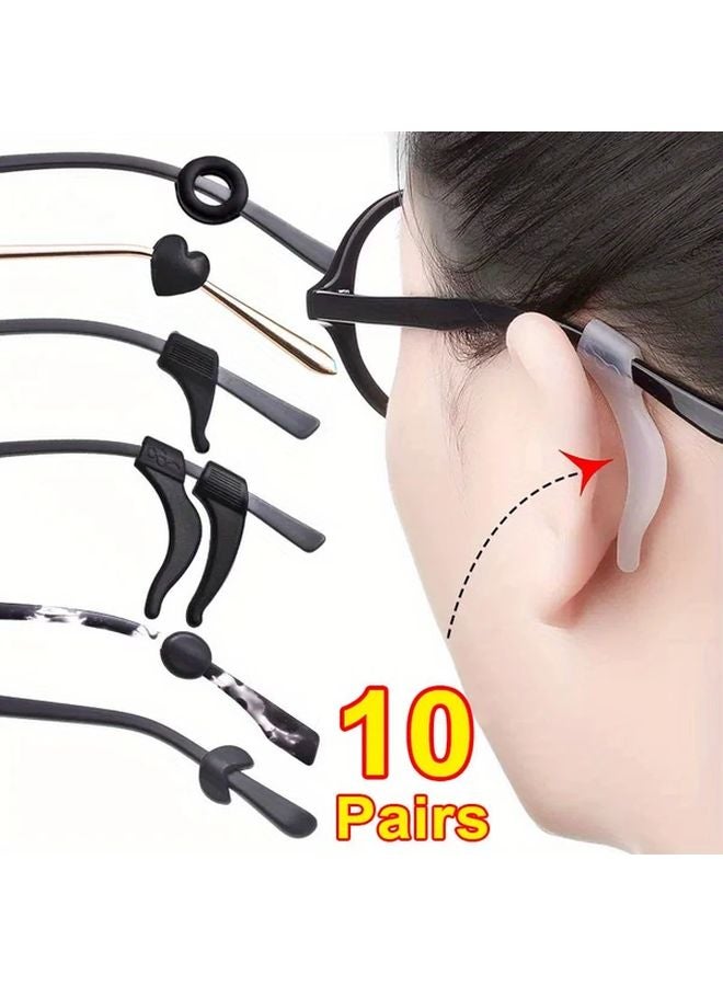 Anti Slip Silicone Ear Hook Glasses Holder 10pcs Style A Black Eyewear Temple Tips - Image 4