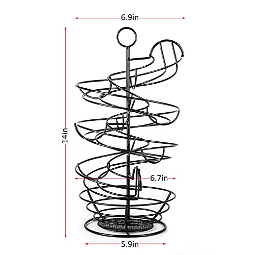 QUTREY Black Metal Egg Holder Countertop, Fresh Egg Skelter, Spiral Design Egg Dispenser Rack with Storage Basket for Kitchen - Image 2