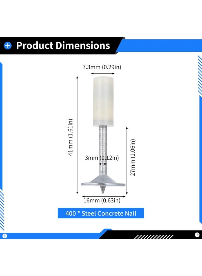 Relex Nails for Manual Steel Nail Gun, 200 pcs Round Nails Wall Fastening Tool, for Concrete Ceiling Cable Ducts Fixed Slotting Device Repair Tool Home DIY Nail Gun Accessories - Image 2