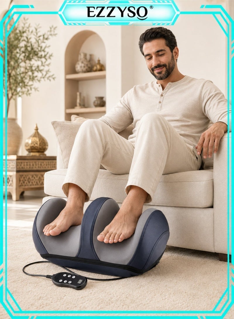 EzzySo 3 Intensity Levels Electric Foot Massager Shiatsu Heat Kneading Massage Hot Compress Deep Relaxation Relieve Fatigue Foot Spa Electric Calf Massager Machine For Pain Relief And Improving Blood Circulation Adjustable Intensity for Foot Massage, Lightweight and Relax for Home or Office Use - Image 1