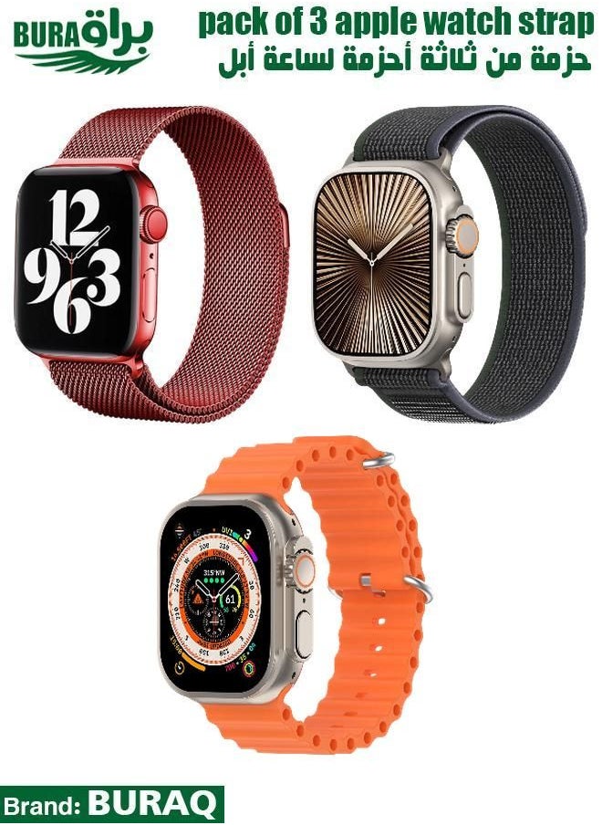 BURAQ - Apple Watch Band Strap For Apple Watch Ultra 2/Ultra 49mm, Series 10 46mm, 9/8/7 45mm, SE2/SE/6/5/4 44mm, 3/2/1 42mm - Image 1