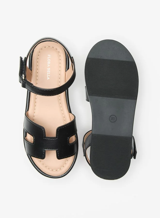Flora Bella By Shoexpress Textured Sandals with Hook and Loop Closure