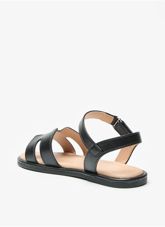 Flora Bella By Shoexpress Textured Sandals with Hook and Loop Closure