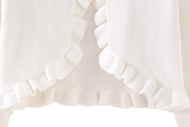 Miccina Toddler Girls Cardigan Sweater Bolero Shrug Baby Kids Long Sleeve Cropped Dress Up Button Closure Jacket Tops B-White - Image 3