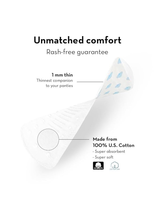 Plush Ultra Thin Panty Liners For Women Daily Use, 40 Liners 155mm | Pure US Cotton Liner Pads For Rash Free Periods | Soft Cotton Surface For Comfort On Non-Period Days | No Toxins & Paraben Free - Image 4