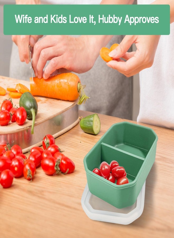 AWINNER Reusable Leak-Proof Food Storage Box, 2-Compartment Bento-Style Lunch Box, Durable, Drop-Proof, Dishwasher Safe, Silicone (Green) - Image 4
