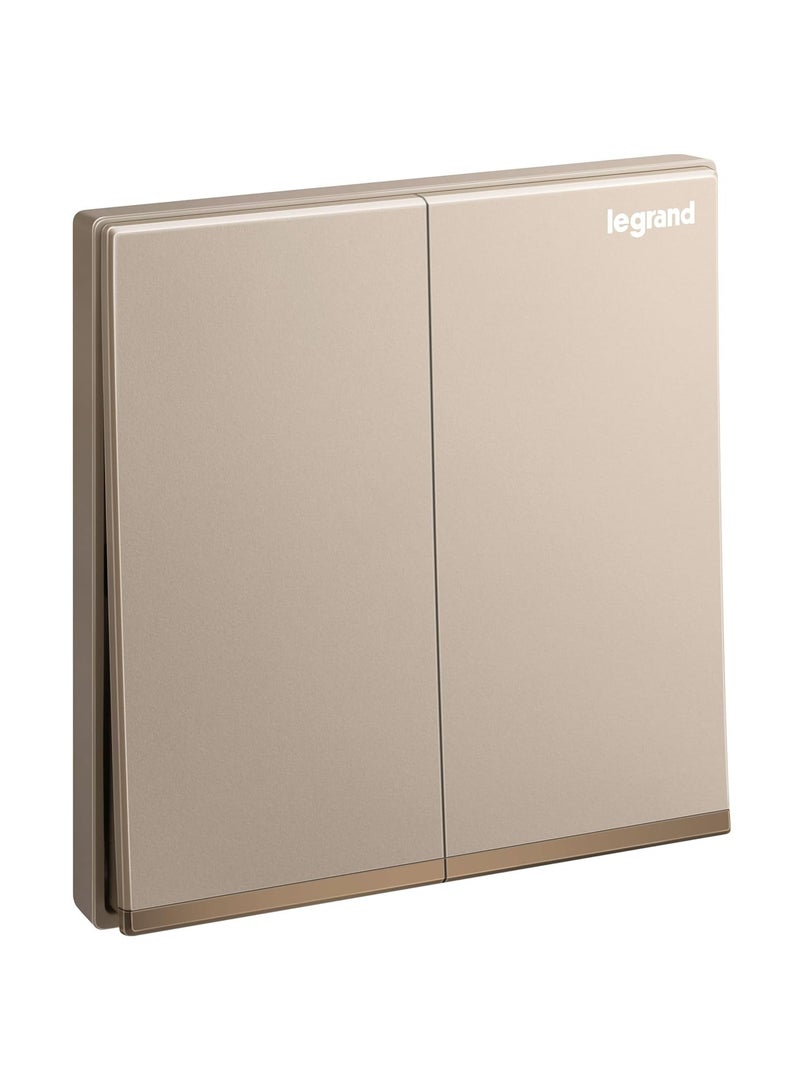 Legrand Galion 2-Gang 1-Way Light Switch – 16AX 250V Wall Switch, Flush Mount, Fire-Resistant – White, Matt Black, Rose Gold, Champagne, Dark Silver – Made...