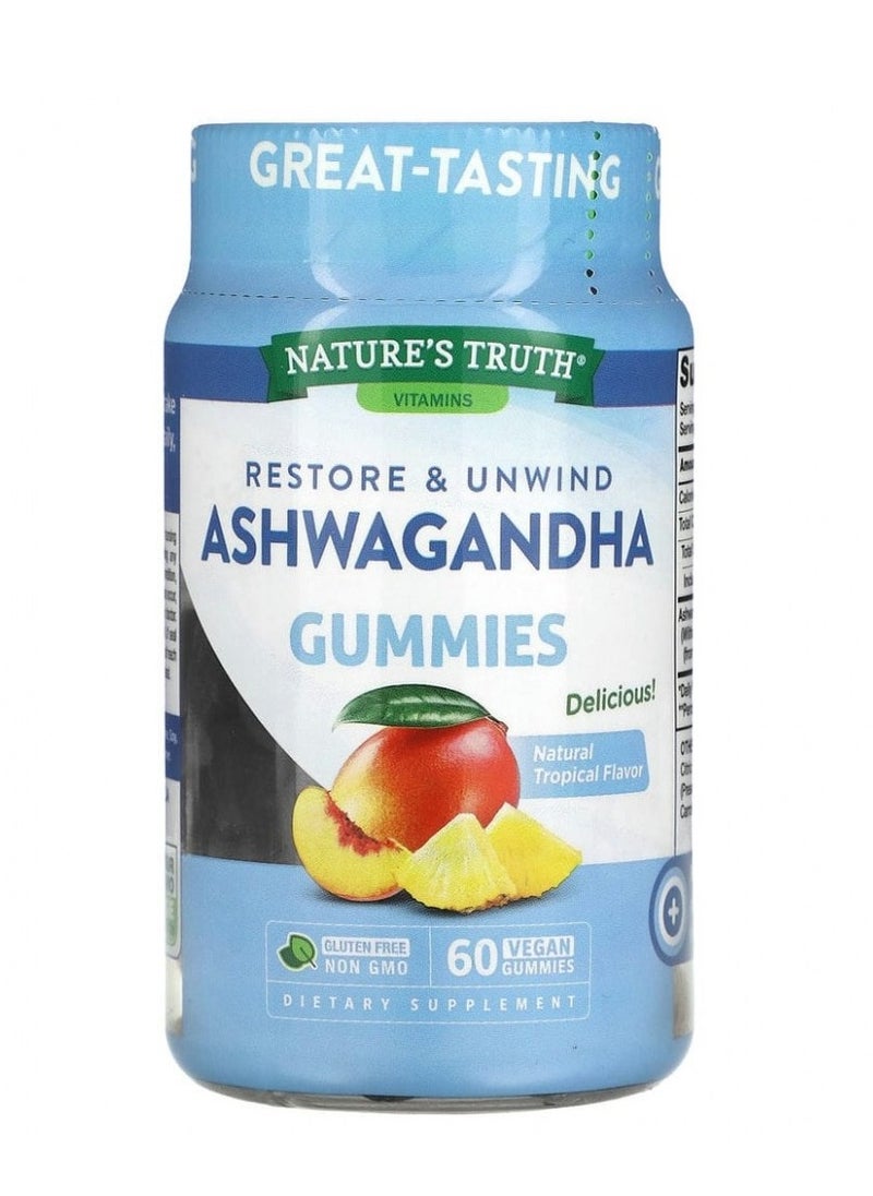 Nature's Truth - Ashwagandha Gummies Vegan Gluten Free Supplement 60 Tropical Flavor Gummies - Image 1