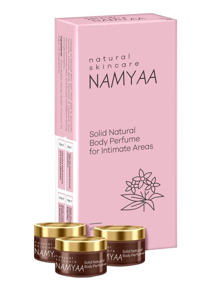 Namyaa Solid Natural Body Perfume for Sensitive Areas Underarms, Inner Thigh, Knee and Bikini Area for Women (Pack of 3) - Image 1