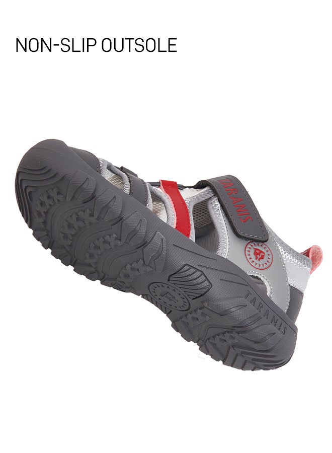 Taranis Children's Shoes Kids' Adventure Sandals in Gray & Red with Secure Straps - Image 4