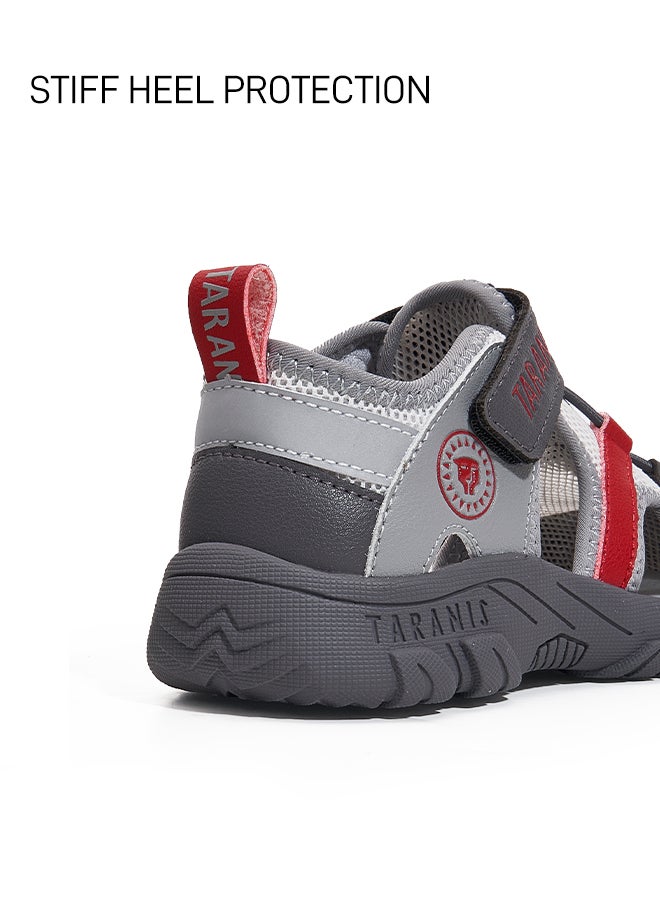 Taranis Children's Shoes Kids' Adventure Sandals in Gray & Red with Secure Straps - Image 5