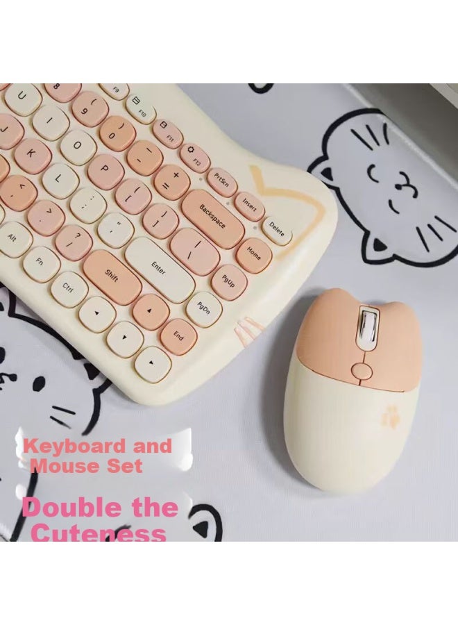 Geezer Meow Cute Cat Ear Wireless Keyboard And Mouse Set Lightweight Silent Keyboard Long Battery Life Desktop Suitable Cute Girls Office Study Keyboard And Mouse Blackberry Pink - Image 5