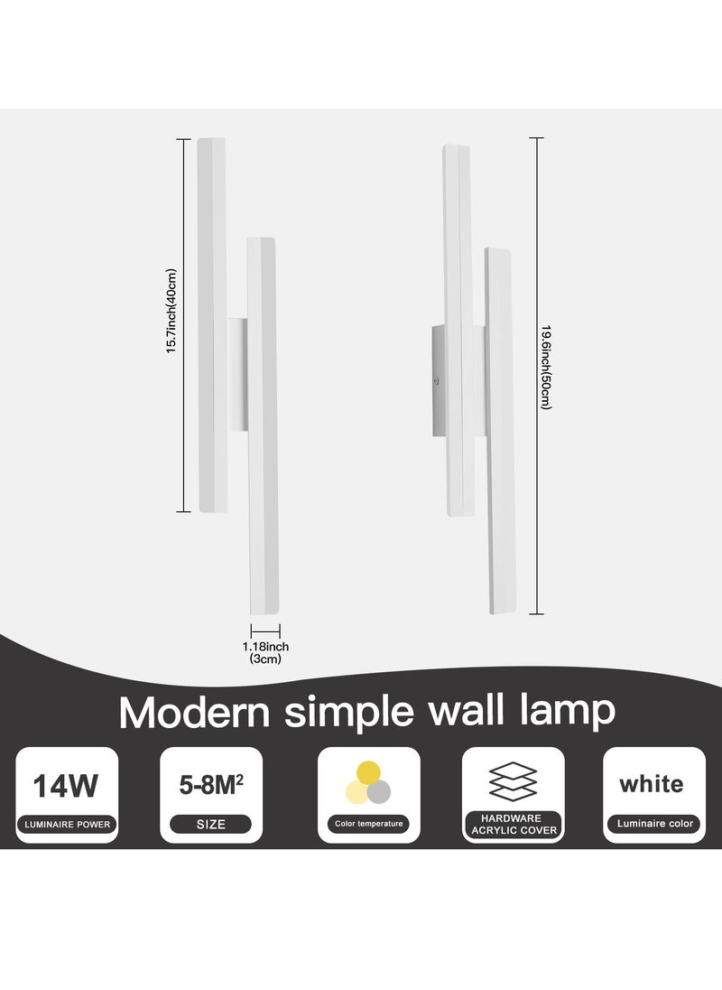 ياتاي إنارة مصابيح حائط LED لغرفة النوم (تغليف جديد)، شمعدان جداري قابل للتعتيم، 19.6 بوصة بجانب مصباح مثبت على الحائط، ضوء حائط حديث أبيض لغرفة النوم وغرفة المعيشة والحمام  - Image 3
