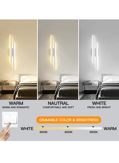 YATAI LIGHTING LED Bedroom Wall Lights (New Packing), Dimmable Wall Sconce, 19.6 inch Beside Wall Mounted Lamp, White Modern Wall Light for Bedroom Living Room Hallway Bathroom  - Image 4