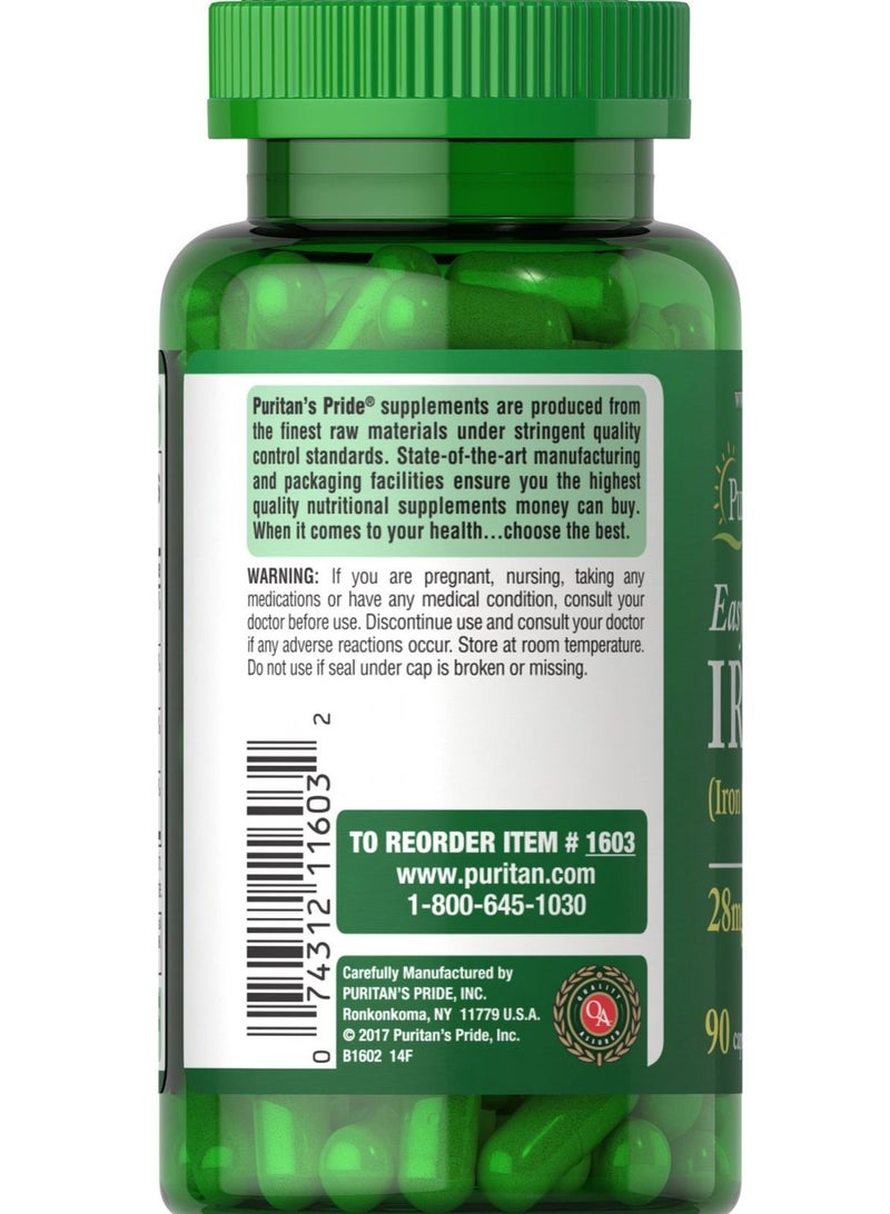 بوريتانز برايد مكمل الحديد سهل على المعدة 28 مجم (حديد جليسينات) 90حبة - Image 2