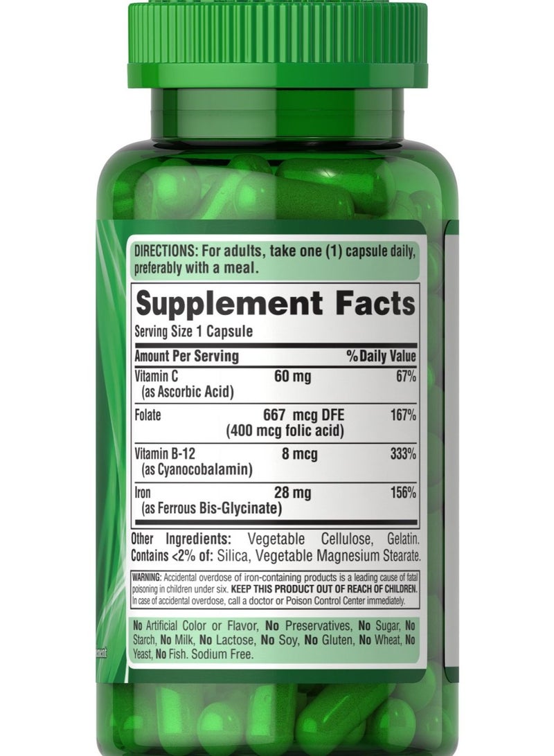 بوريتانز برايد مكمل الحديد سهل على المعدة 28 مجم (حديد جليسينات) 90حبة - Image 3