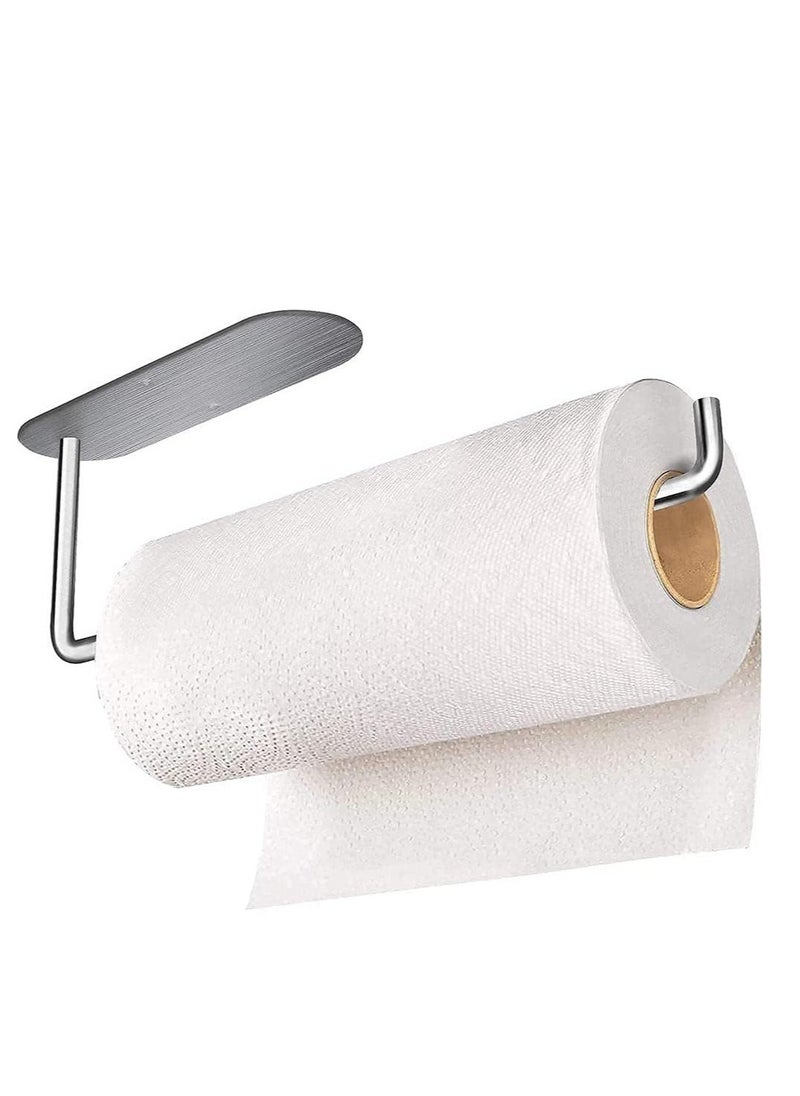 MIXDE - Paper Towel Holder, Stainless Steel Under Cabinet Paper Roll Holders, Adhesive or Screw Kitchen Roll Holder, Wall Mount Cabinet Paper Towel Holder for Kitchen, Bathroom, Toilet - Image 1