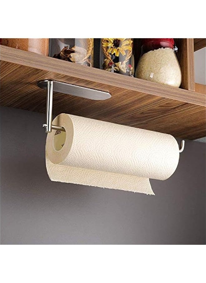 MIXDE - Paper Towel Holder, Stainless Steel Under Cabinet Paper Roll Holders, Adhesive or Screw Kitchen Roll Holder, Wall Mount Cabinet Paper Towel Holder for Kitchen, Bathroom, Toilet - Image 1