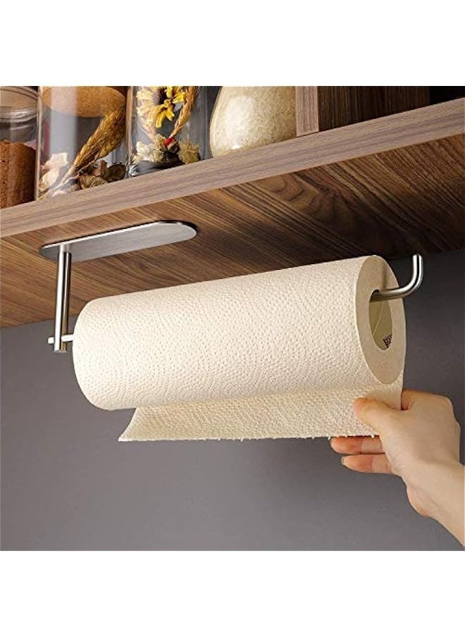 MIXDE - Paper Towel Holder, Stainless Steel Under Cabinet Paper Roll Holders, Adhesive or Screw Kitchen Roll Holder, Wall Mount Cabinet Paper Towel Holder for Kitchen, Bathroom, Toilet - Image 1
