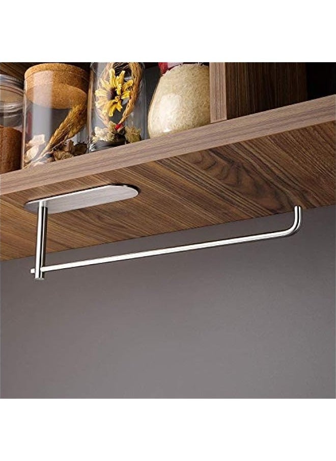 MIXDE - Paper Towel Holder, Stainless Steel Under Cabinet Paper Roll Holders, Adhesive or Screw Kitchen Roll Holder, Wall Mount Cabinet Paper Towel Holder for Kitchen, Bathroom, Toilet - Image 1