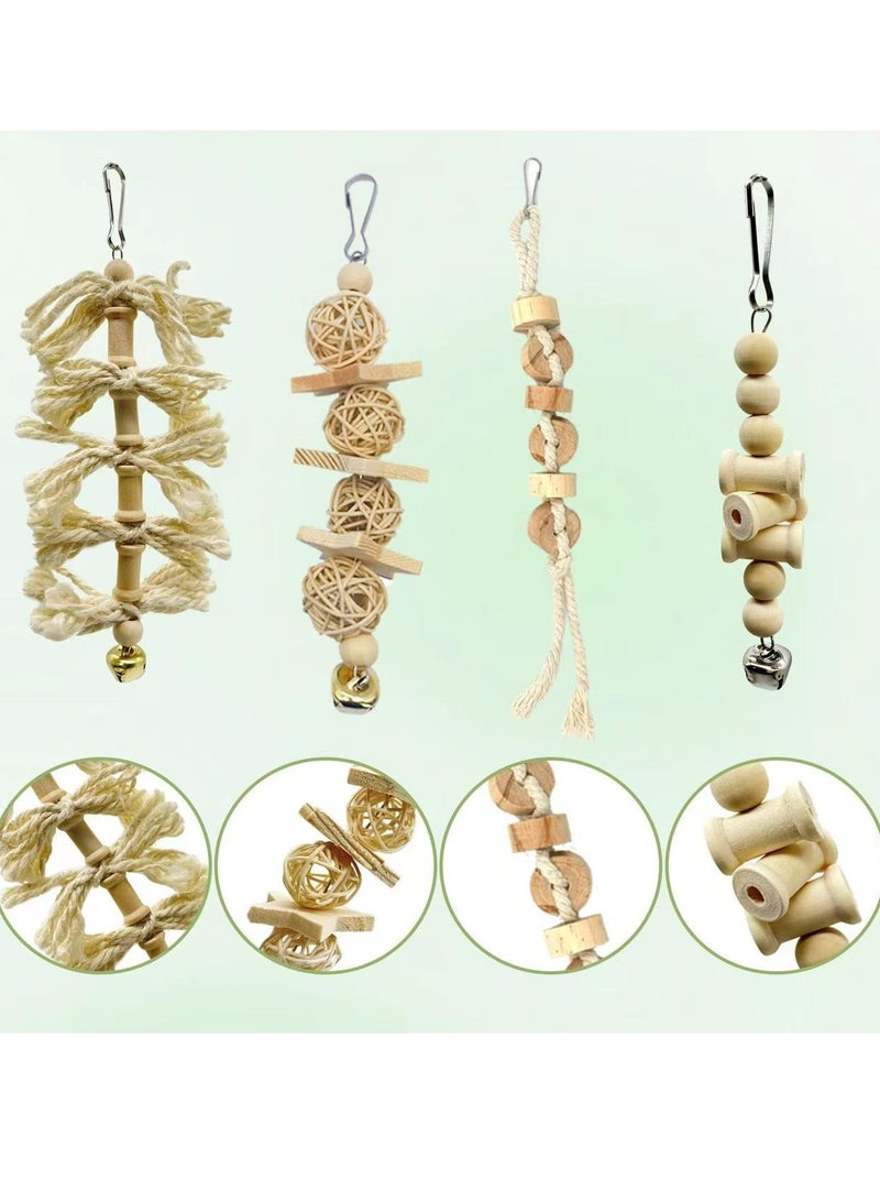 Parrot toy set, log color parrot gnawing toy, bird toy, bird swing 8-piece set - Image 3