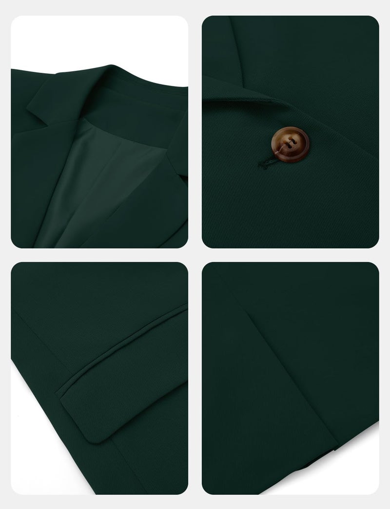 CRAZY GRID Women Business Casual Blazer Jacket Long Sleeve Fashion Blazer Ladies Buttons Work Professional Suit Jacket Oversized 2XL Dark Green - Image 5