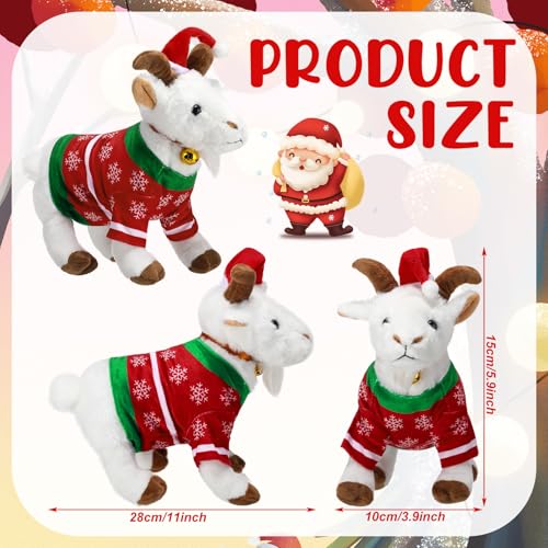 Simgoing Christmas Screaming Goat Makes Fun Screaming Goat Sounds Christmas Plush Features Bell and Santa Hat Funny Gift for Friends and CoworkersWhite - Image 5