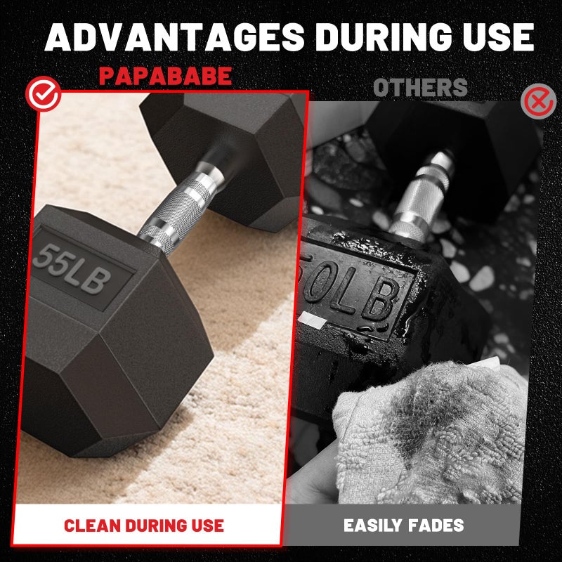 PAPABABE Hex Dumbbells Set of 2, 8lbs Dumbbells Pair, 8 Pounds Hand Weights for Women Men at Home, Free Weights Dumbbell Set for Home Gym Equipment, Pesas Mancuernas para Ejercicios de Hombre Casa. - Image 4