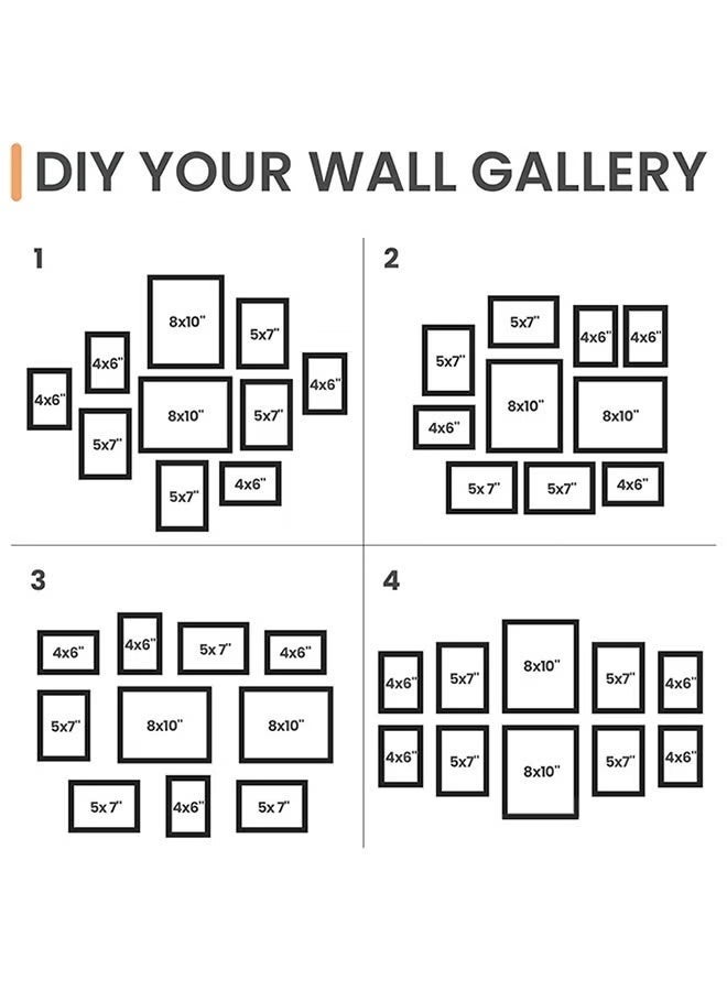 Poxvalzor Photo Frame Set,10Pcs Picture Frame Collage Wall Decor, Multi frame collage,Wedding photo frame,Gallery Wall Frame Set with Cardstock for Wall,Living Room,Dedroom,Multiple Sizes,2pcs 8x10inch,4pcs 5x7inch,4pcs 4x6inch, black - Image 5
