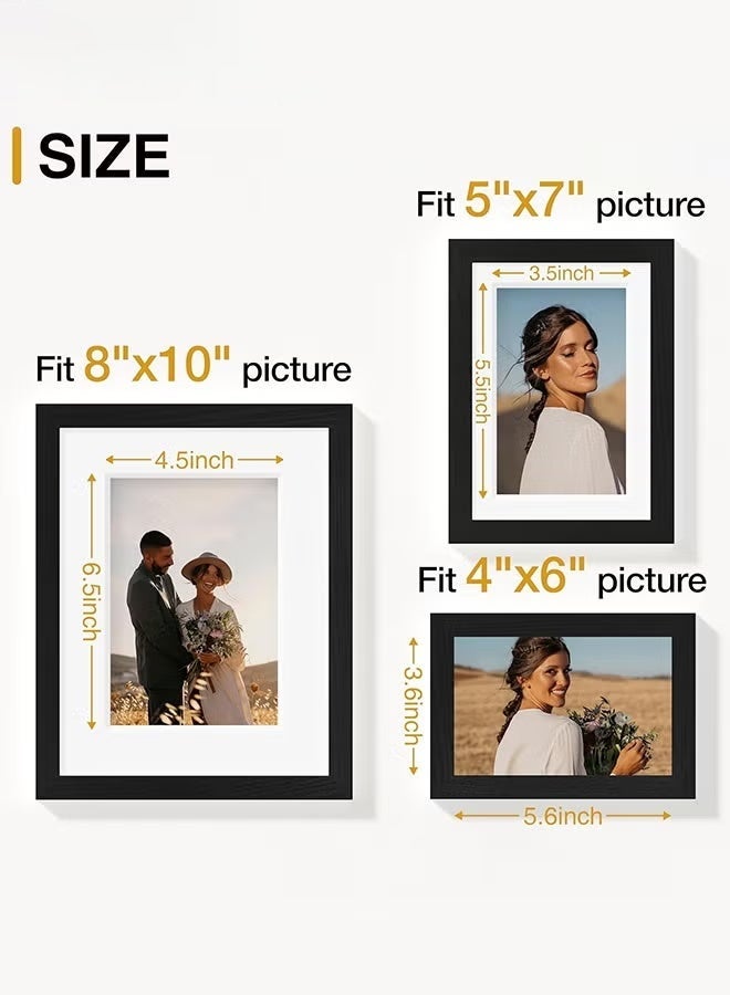 Poxvalzor Photo Frame Set,10Pcs Picture Frame Collage Wall Decor, Multi frame collage,Wedding photo frame,Gallery Wall Frame Set with Cardstock for Wall,Living Room,Dedroom,Multiple Sizes,2pcs 8x10inch,4pcs 5x7inch,4pcs 4x6inch, black - Image 2