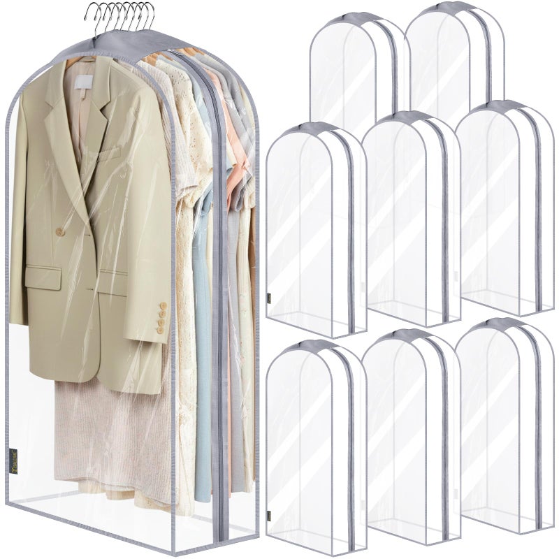 BALEINE 40'' Clear Garment Bags, 10.5'' Wide PEVA Suit Bag for Closet Clothes Dresses Suit Coats Storage (Clear, 9PK) - Image 1
