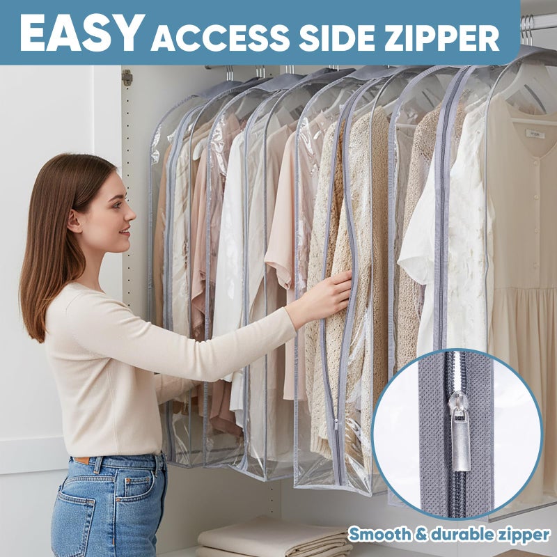 BALEINE 40'' Clear Garment Bags, 10.5'' Wide PEVA Suit Bag for Closet Clothes Dresses Suit Coats Storage (Clear, 9PK) - Image 5