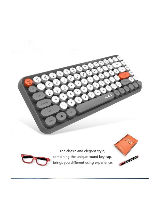 Wireless Bluetooth keyboard, Cute Mini 84-key Compact Keyboard, 2.4GHz wireless connect, Typewriter ABS Retro Round Key Caps, Matte Panel, Ergonomic Design for PC Computer Laptops Grey - Image 2