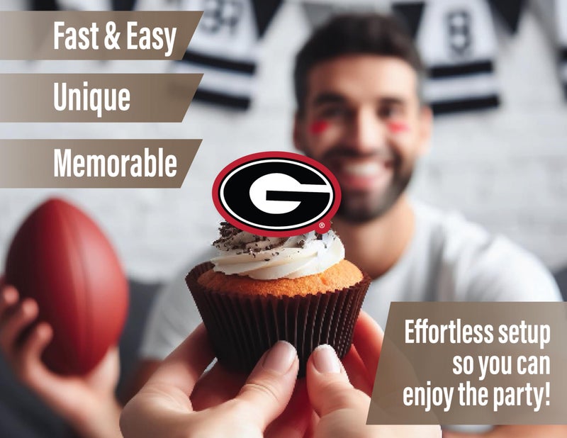 PartyKandy Georgia Bulldogs Cupcake Toppers (24 Pcs) University of Georgia Party Supplies for Football  Birthday Gift  Graduation Party Decorations (Georgia Bulldogs) - Image 2