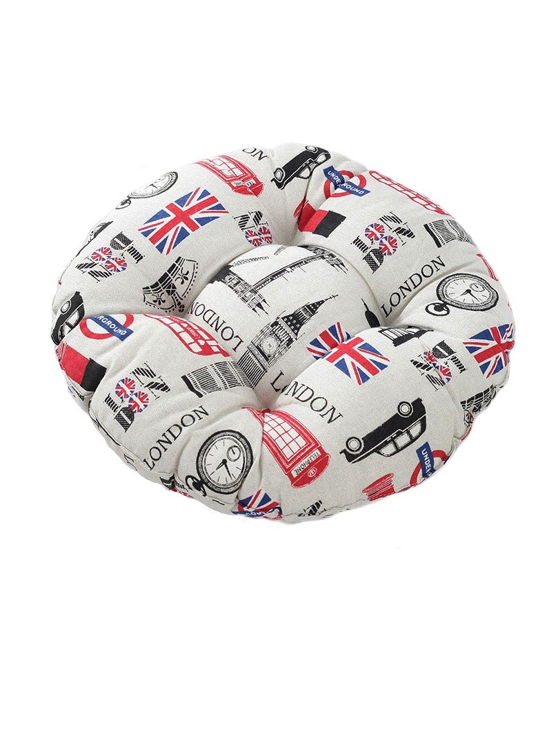Anna Comfortable Home Office Cotton Linen Breathable Round Chair Cushion - Image 1