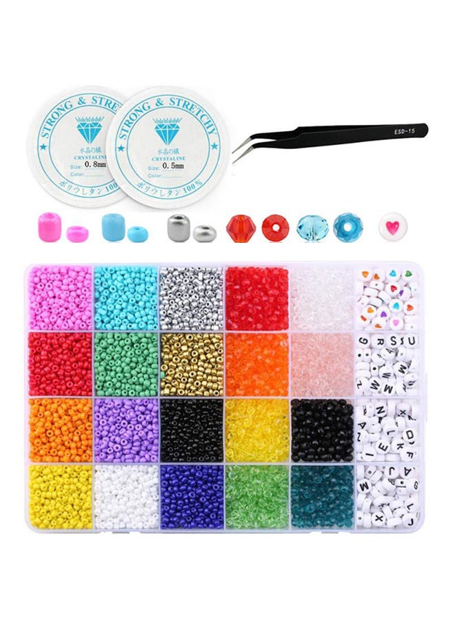NIBEMINENT 11400-Piece Set Of 3Mm Diy Woven Letter Rice Beads With Accessories 19x13x2.1cm - Image 1