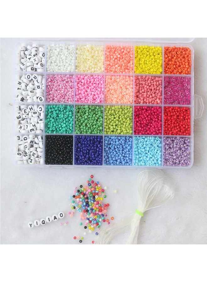 NIBEMINENT 11400-Piece Set Of 3Mm Diy Woven Letter Rice Beads With Accessories 19x13x2.1cm - Image 2