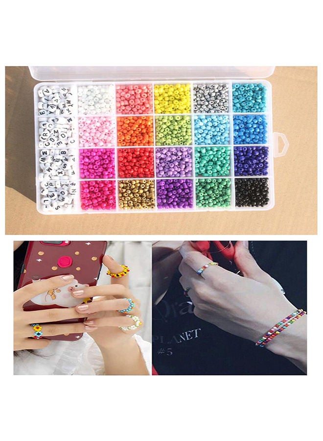 NIBEMINENT 11400-Piece Set Of 3Mm Diy Woven Letter Rice Beads With Accessories 19x13x2.1cm - Image 3