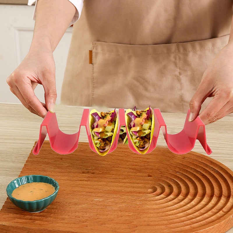 Wave Shape Taco Stand Rack Space Saving 4 Compartments Multi Use Food Tray Net Color Kitchen Accessories - Image 3