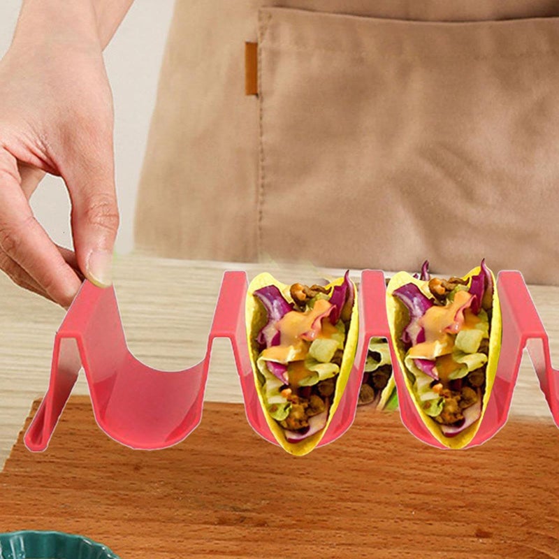 Wave Shape Taco Stand Rack Space Saving 4 Compartments Multi Use Food Tray Net Color Kitchen Accessories - Image 4