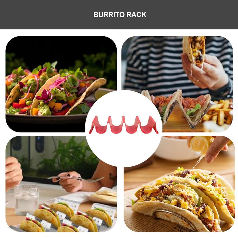 Wave Shape Taco Stand Rack Space Saving 4 Compartments Multi Use Food Tray Net Color Kitchen Accessories - Image 5