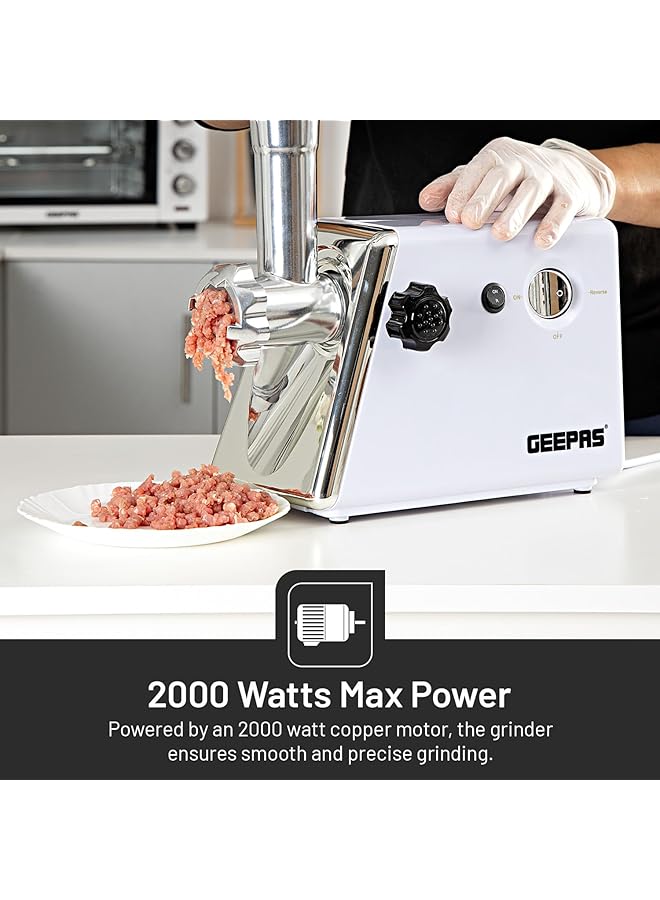 GEEPAS Meat Grinder Electric Aluminum Gearbox 800W Gmg746N Metal Cutting Plates Accessories Metal Gears Stainless Steel Blade 1Kg Capacity Reversefunction  - Image 4