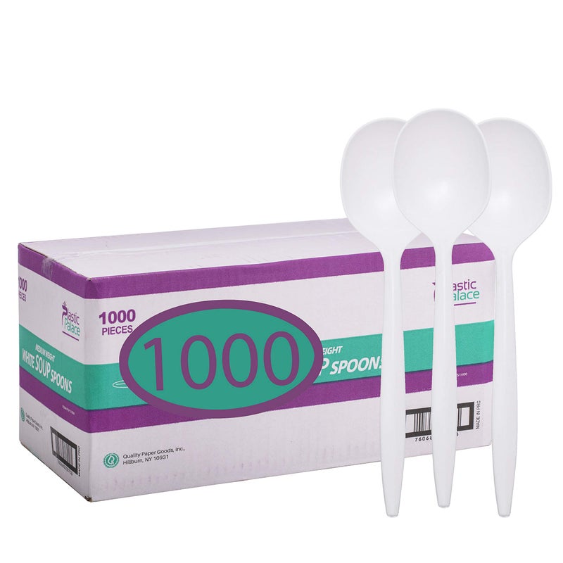 Plastic Palace Plastic Palace Pa Disposable Plastic Spoons in Bulk Medium Weight  White Case of 1000 Soup White 