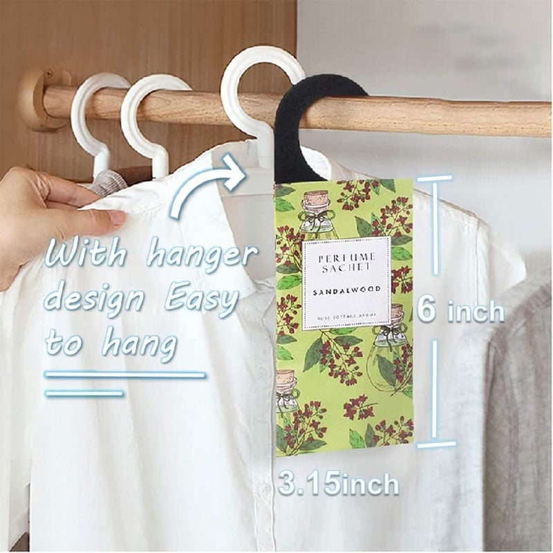 Sandalwood Hanging Sachet Closet Deodorizer, 1 Pack/ 12 Pcs Scent Sachet Drawer Freshener Closet Air Freshener Scented Deodorizer Freshener for Home/Car Long Lasting Scented Sachets Smell Goods - Image 4