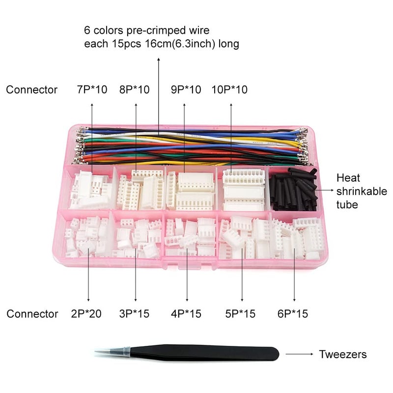 elechawk XH 2.54mm Connector Kit with pre-Crimped Cable Wire 2/3/4/5/6/7/8/9/10 Pin Housing JST Adapter Cable Compatible with JST-XH Connector - Image 2