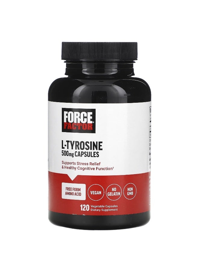 Force Factor, L-Tyrosine, 1,000 mg, 120 Vegetable Capsules (500 mg per Capsule) (Packaging may vary) - Image 1