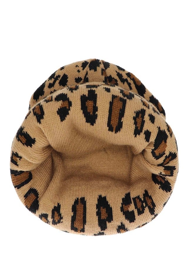 قبعة شتوية نيو فانسي للنساء والرجال، بنقشة جلد النمر، ذات طبقتين من الصوف السميك الناعم الدافئ، لون أصفر، مقاس واحد - Image 3