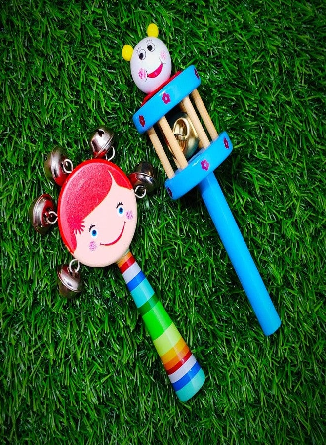 Vemlons Wooden Non Toxic Colourful Rattle Toys for New Born Baby, Musical Infant Toy, / Dugi Dugi Rattle Sweet Cuddle Infant of JhunJhuna/lakdi ka jhunjhuna - Image 2