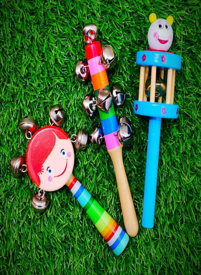 Vemlons Wooden Non Toxic Colourful Rattle Toys for New Born Baby, Musical Infant Toy, / Dugi Dugi Rattle Sweet Cuddle Infant of JhunJhuna/lakdi ka jhunjhuna - Image 1