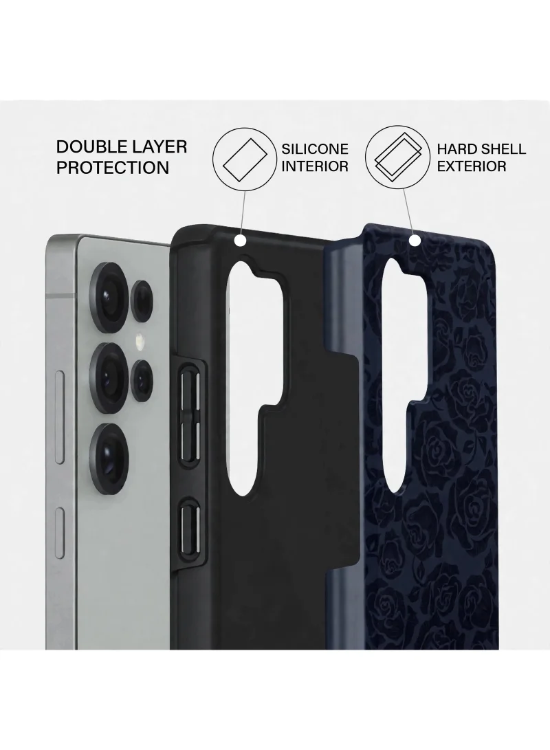 Mobcos Samsung Galaxy S25 Ultra Midnight Premium Case Compatible with Hybrid Dual-Layer Hard Shell + Silicone Protection - Scratch-Resistant Shockproof Mobile Cover